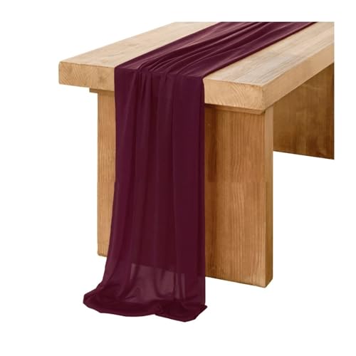 Tischläufer Gaze 2 stücke Tisch Läufer Chiffon Einstellung Semi-Sheer Esszimmer Vintage Hochzeit Party Bankette Bögen Kuchen Dekor(Color 4,75x400cm) von XUWEWI