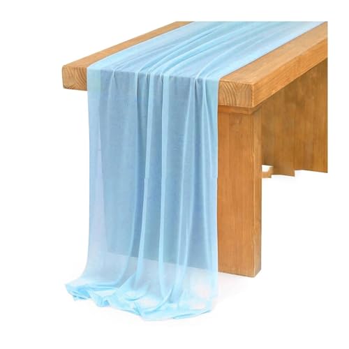 Tischläufer Gaze 2 stücke Tisch Läufer Chiffon Einstellung Semi-Sheer Esszimmer Vintage Hochzeit Party Bankette Bögen Kuchen Dekor(Color 5,75x300cm) von XUWEWI