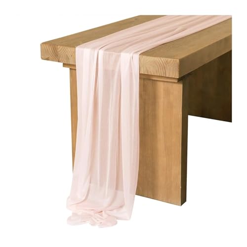 Tischläufer Gaze 2 stücke Tisch Läufer Chiffon Einstellung Semi-Sheer Esszimmer Vintage Hochzeit Party Bankette Bögen Kuchen Dekor(Color 6,75x400cm) von XUWEWI