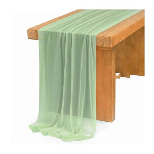Tischläufer Gaze 2 stücke Tisch Läufer Chiffon Einstellung Semi-Sheer Esszimmer Vintage Hochzeit Party Bankette Bögen Kuchen Dekor(Color 7,75x400cm) von XUWEWI