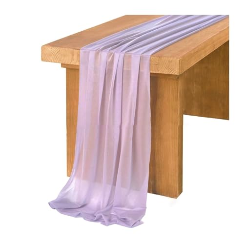 Tischläufer Gaze 2 stücke Tisch Läufer Chiffon Einstellung Semi-Sheer Esszimmer Vintage Hochzeit Party Bankette Bögen Kuchen Dekor(Color 8,75x300cm) von XUWEWI