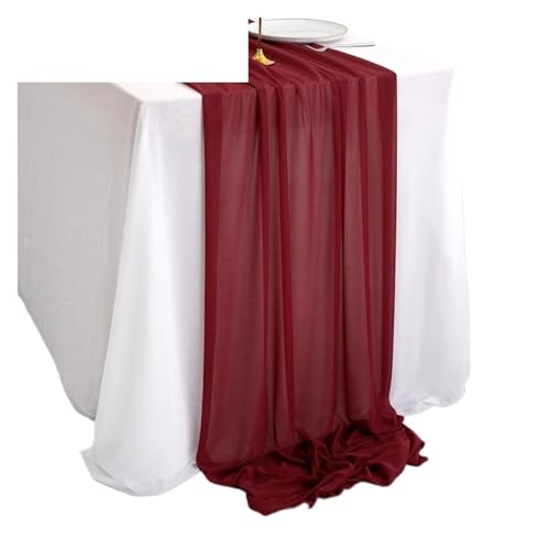 Tischläufer Gaze 2 stücke Tischläufer Sheer Chiffon Solide Rustikalen for Romantische Zeremonie Und Empfang Hochzeit Party Decor(Color 1,3.0M x 74cm) von XUWEWI