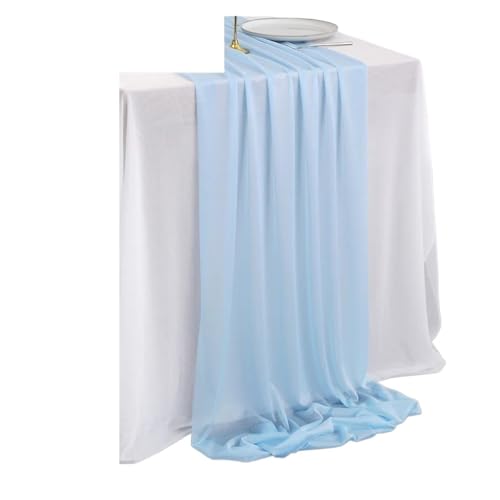 Tischläufer Gaze 2 stücke Tischläufer Sheer Chiffon Solide Rustikalen for Romantische Zeremonie Und Empfang Hochzeit Party Decor(Color 1,4.0M x 74cm) von XUWEWI