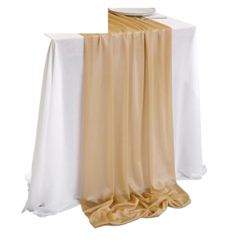 Tischläufer Gaze 2 stücke Tischläufer Sheer Chiffon Solide Rustikalen for Romantische Zeremonie Und Empfang Hochzeit Party Decor(Color 5,4.0M x 74cm) von XUWEWI