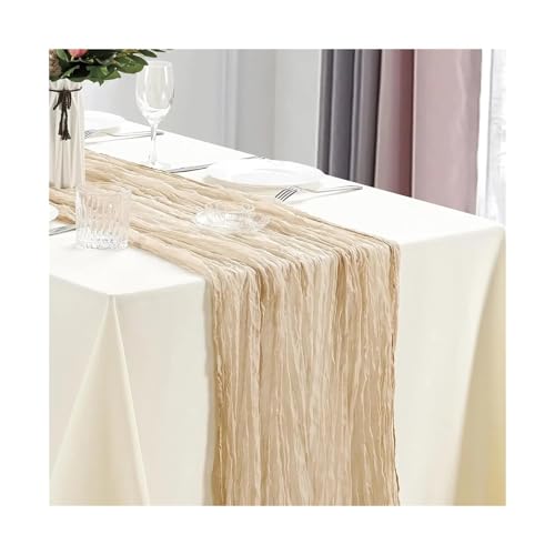 Tischläufer Gaze 3 Stück Käsetuch-Tischläufer, halbtransparenter Gazestoff, rustikal for Hochzeit, Brautparty, Party, Bankett(Color 1,90x400cm) von XUWEWI
