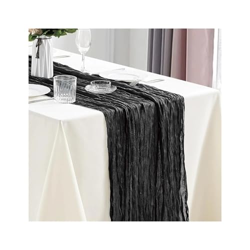 Tischläufer Gaze 3 Stück Käsetuch-Tischläufer, halbtransparenter Gazestoff, rustikal for Hochzeit, Brautparty, Party, Bankett(Color 4,90x180cm) von XUWEWI