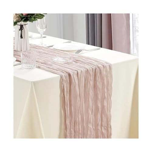 Tischläufer Gaze 3 Stück Käsetuch-Tischläufer, halbtransparenter Gazestoff, rustikal for Hochzeit, Brautparty, Party, Bankett(Color 6,90x400cm) von XUWEWI