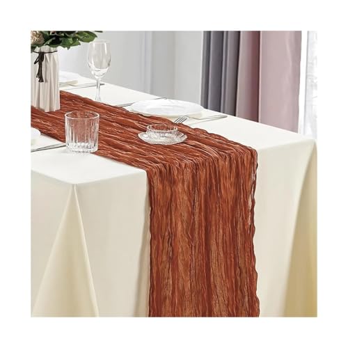 Tischläufer Gaze 3 Stück Käsetuch-Tischläufer, halbtransparenter Gazestoff, rustikal for Hochzeit, Brautparty, Party, Bankett(Color 7,90x180cm) von XUWEWI