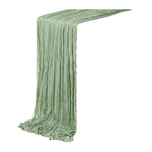 Tischläufer Gaze 3 stücke Gaze Tischläufer Rustikalen Semi Sheer Cheesecloth Hochzeit Braut Dusche Party Dekoration(Color 2,90x300cm) von XUWEWI