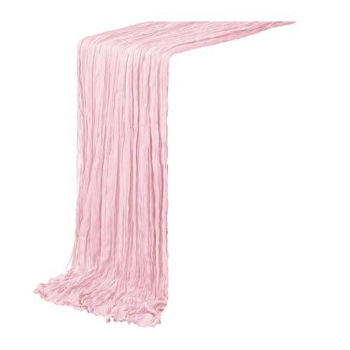 Tischläufer Gaze 3 stücke Gaze Tischläufer Rustikalen Semi Sheer Cheesecloth Hochzeit Braut Dusche Party Dekoration(Color 3,90x180cm) von XUWEWI