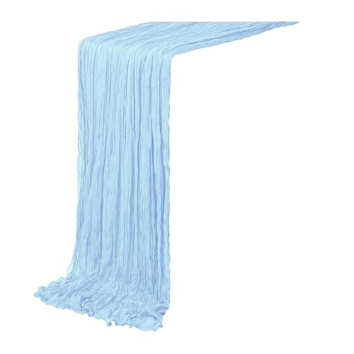 Tischläufer Gaze 3 stücke Gaze Tischläufer Rustikalen Semi Sheer Cheesecloth Hochzeit Braut Dusche Party Dekoration(Color 4,90x180cm) von XUWEWI