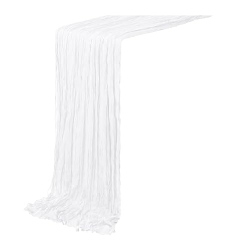 Tischläufer Gaze 3 stücke Gaze Tischläufer Rustikalen Semi Sheer Cheesecloth Hochzeit Braut Dusche Party Dekoration(Color 6,90x300cm) von XUWEWI