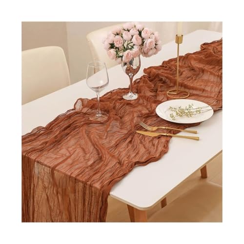 Tischläufer Gaze 3 stücke Semi-Sheer Gaze Tisch Läufer Cheesecloth Einstellung Esszimmer Hochzeit Dekoration Bankette Bögen Retro Decor(Color 2) von XUWEWI