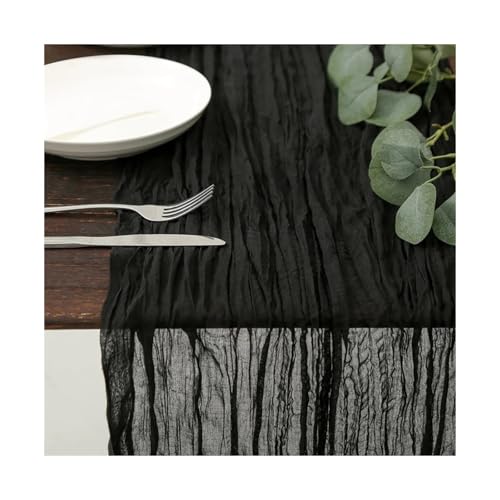 Tischläufer Gaze 3 stücke Semi-Sheer Gaze Tisch Läufer Cheesecloth Einstellung Esszimmer Hochzeit Dekoration Bankette Bögen Retro Decor(Color 3) von XUWEWI
