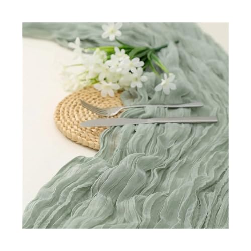 Tischläufer Gaze 3 stücke Semi-Sheer Gaze Tisch Läufer Cheesecloth Einstellung Esszimmer Hochzeit Dekoration Bankette Bögen Retro Decor(Color 6) von XUWEWI