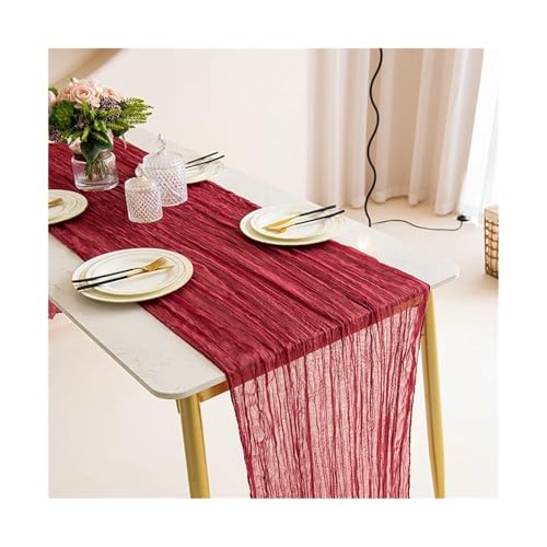 Tischläufer Gaze 3 stücke Semi-Sheer Gaze Tisch Läufer Cheesecloth Einstellung Esszimmer Vintage Hochzeit Dekoration Bankette Bögen Decor(Color 2,90x300cm) von XUWEWI