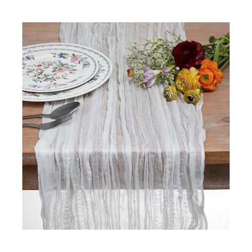 Tischläufer Gaze 3 stücke Semi-Sheer Gaze Tisch Läufer Cheesecloth Einstellung Esszimmer Vintage Hochzeit Party Bankette Bögen Kuchen Dekor(Color 2) von XUWEWI
