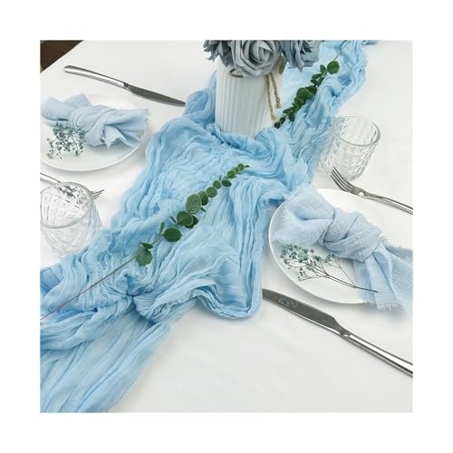 Tischläufer Gaze 3 stücke Semi-Sheer Gaze Tisch Läufer Cheesecloth Einstellung Esszimmer Vintage Hochzeit Party Bankette Bögen Kuchen Dekor(Color 2,90X180cm) von XUWEWI