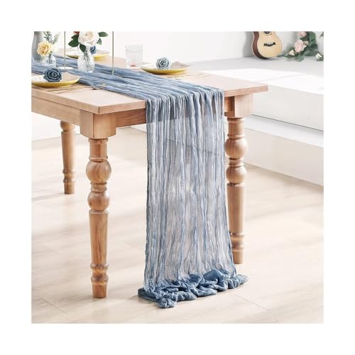 Tischläufer Gaze 3 stücke Semi-Sheer Gaze Tisch Läufer Cheesecloth Einstellung Esszimmer Vintage Hochzeit Party Bankette Bögen Kuchen Dekor(Color 4,90X400cm) von XUWEWI