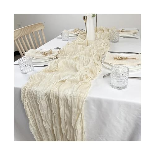 Tischläufer Gaze 3 stücke Semi-Sheer Gaze Tisch Läufer Cheesecloth Einstellung Esszimmer Vintage Hochzeit Party Bankette Bögen Kuchen Dekor(Color 5,90X180cm) von XUWEWI
