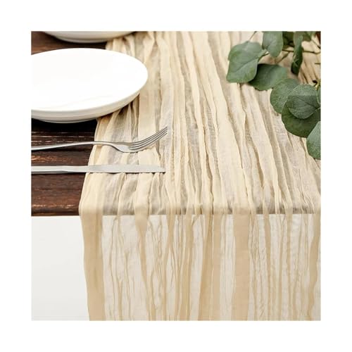 Tischläufer Gaze 3 stücke Semi-Sheer Gaze Tisch Läufer Cheesecloth Einstellung Esszimmer Vintage Hochzeit Party Bankette Bögen Kuchen Dekor(Color 6) von XUWEWI