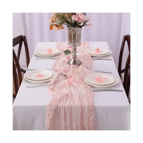 Tischläufer Gaze 3 stücke Semi-Sheer Gaze Tisch Läufer Cheesecloth Einstellung Esszimmer Vintage Hochzeit Party Bankette Bögen Kuchen Dekor(Color 6,90X340cm) von XUWEWI