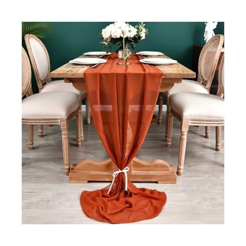 Tischläufer Gaze 6 stücke Chiffon Tischläufer Sheer Stoff Seide for Weihnachten Hochzeit Arch Drapieren Dekoration Geburtstag Party Decor(Color 5) von XUWEWI