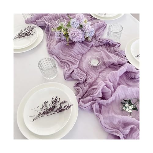 Tischläufer Gaze 8 stücke Hochzeit Gaze Tisch Läufer Semi-Sheer Cheesecloth Einstellung Esszimmer Party Weihnachten Bankette Bögen Kuchen Dekor(Color 1) von XUWEWI