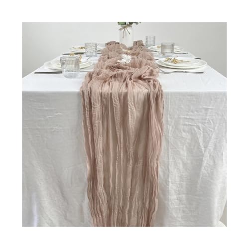Tischläufer Gaze 8 stücke Hochzeit Gaze Tisch Läufer Semi-Sheer Cheesecloth Einstellung Esszimmer Party Weihnachten Bankette Bögen Kuchen Dekor(Color 3) von XUWEWI