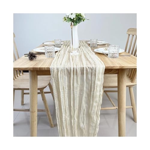 Tischläufer Gaze 8 stücke Hochzeit Gaze Tisch Läufer Semi-Sheer Cheesecloth Einstellung Esszimmer Party Weihnachten Bankette Bögen Kuchen Dekor(Color 9) von XUWEWI