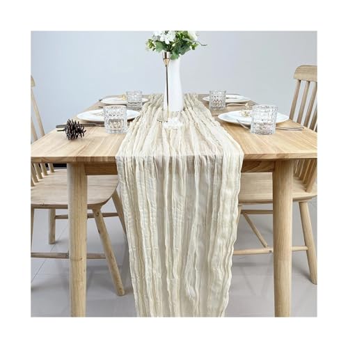 Tischläufer Gaze 8 stücke Hochzeit Gaze Tisch Läufer Semi-Sheer Cheesecloth Einstellung Esszimmer Party Weihnachten Bankette Bögen Kuchen Dekor(Color 9) von XUWEWI