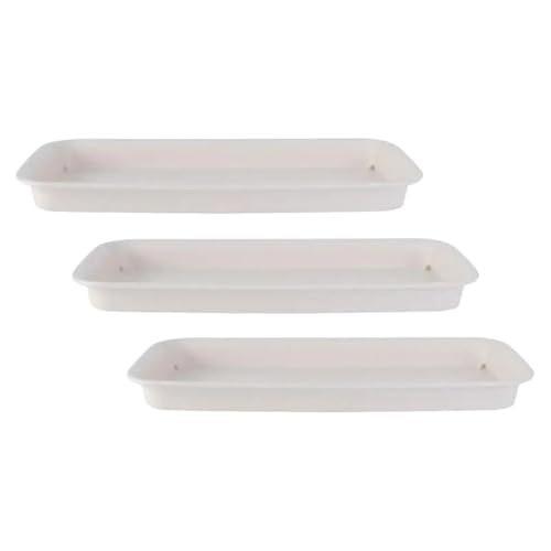Untersetzer Für Pflanzen 3 Stück Blumentopf-Tablett, Topfhalter, Blumentopf-Tabletts, rechteckiges Pflanztablett, Balkon-Blumentopf-Tabletts(White,10.5 x 27cm) von XUWEWI