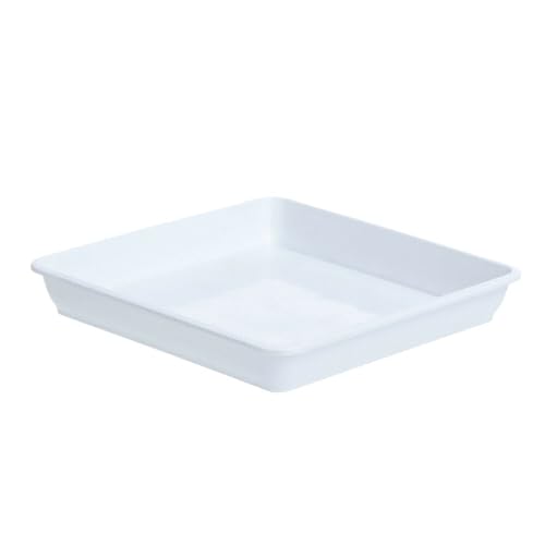 Untersetzer Für Pflanzen 5 Stück Blumentopf-Tablett, quadratisches Kunststoff-Tablett, Pflanzgefäß-Tablett, multifunktionales(White,18 x 18cm) von XUWEWI