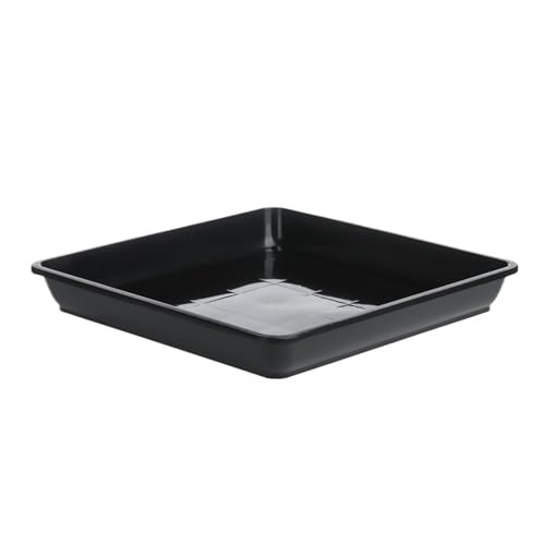 Untersetzer Für Pflanzen 5 Stück Blumentopf-Tablett aus Kunststoff, quadratisch, Blumentopf for drinnen und draußen, Tropfschalen, Kunststoff-Tablett, Untertassen, Pflanzen-Untersetzer(Black,15cm) von XUWEWI