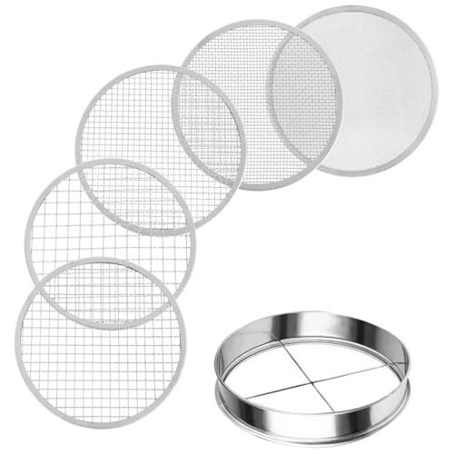 XUWEWI Bodensieb Bodensieb-Rätselsieb-Set aus Edelstahl for die Gartenarbeit mit 5 Größen, 20,3 cm Durchmesser, 1/3,0/6/9/12 mm austauschbaren Maschen XUWEWI Bodensieb Bodensieb-Rätselsieb-Set aus Edelstahl for die Gartenarbeit mit 5 Größen, 20,3 cm Durchmesser, 1/3,0/6/9/12 mm austauschbaren Maschen von XUWEWI
