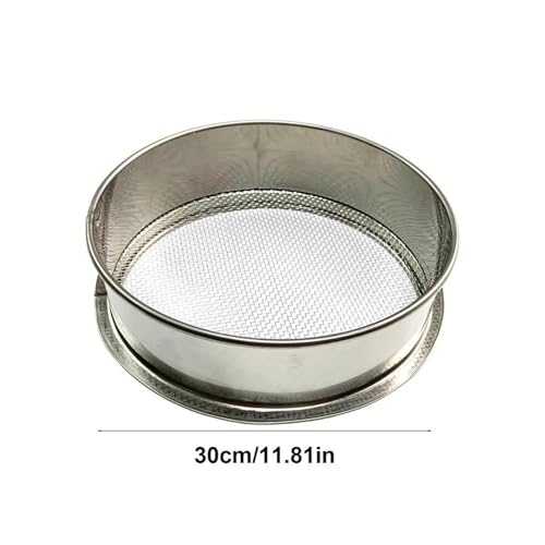 XUWEWI Bodensieb Handheld-Bodensieb, Metalldrahtgeflecht, Gartenbodensieb, Kompost, Boden, Steinsieb, Netzfiltration, Mehl, Reis, Gartenwerkzeug(30CM 3mm 8 mesh) von XUWEWI