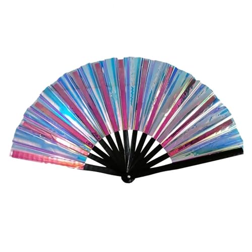 XUWEWI Holographic Rave Handfächer 2 stücke PVC Holographische Folding Fan Schillernden Handheld Fan Sommer Lüfter Dekoration Dance Performance Requisiten Party(Color 4) von XUWEWI