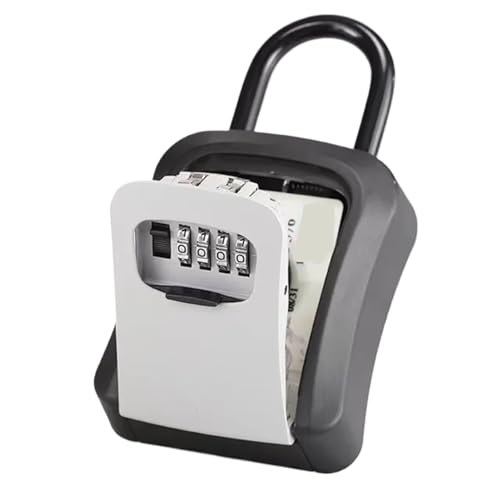 XUWEWI Schlüsselbox 2 stücke 4-stellige Code Box Kostenlose Installation Passwort Schlüssel Erweiterte Locking Haken Stahl Draht Hängende Lagerung Wasserdicht(Grey) von XUWEWI