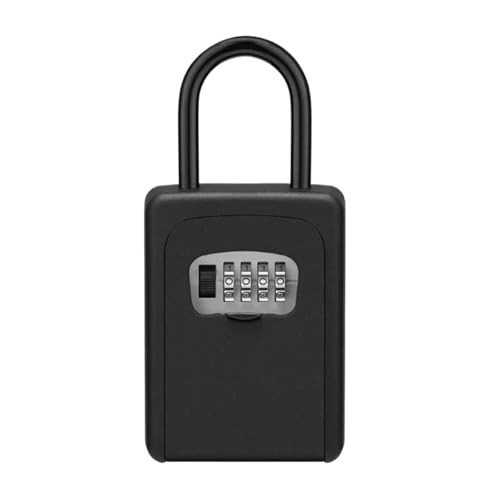 XUWEWI Schlüsselbox Sichere Externe Passwortspeicherung Vorhängeschloss Kombinationsschloss Schlüsselsafe for Schlüsselboxen(Black) von XUWEWI