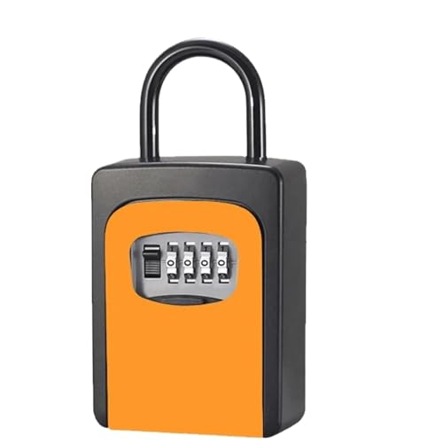 XUWEWI Schlüsselbox Sichere Externe Passwortspeicherung Vorhängeschloss Kombinationsschloss Schlüsselsafe for Schlüsselboxen(Orange) von XUWEWI