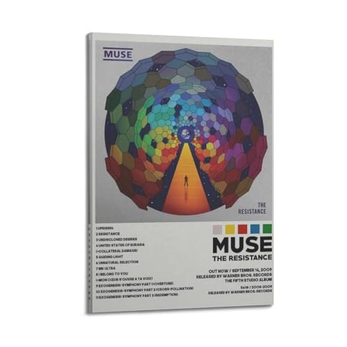 XUWSEWNE Muse-Poster, Vintage-Wandkunst, Leinwand, ästhetisches Poster, Musik und Filme, dekoratives Gemälde für Wohnzimmer, Schlafzimmer, 60 x 90 cm, Rahmenstil von XUWSEWNE