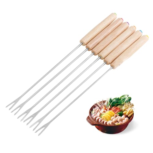 XUXHOU Einfach zu Bedienende Fondue -Gabeln für Käsefondue, 6pcs Edelstahl Fondue Sticks Smore Sticks Hitzebeständig für Picknicks, Stabiles Material von XUXHOU