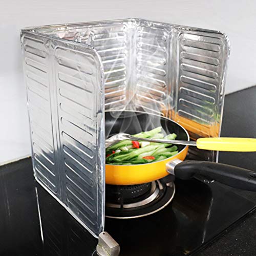 XUXHOU Faltbares Öl -resistentes 3 -seitens Splatter Guard Aluminiumfolie Küchenschild für Herd, für Hauskochen (SILVER) von XUXHOU