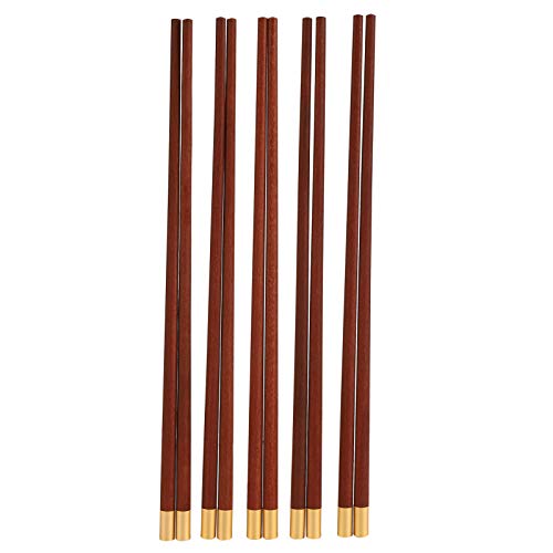 XUXHOU Hölzerne Essstäbchen Set Safe Handgefertigtes Tabellengeschirrgeschenk, Chinesischer Stil Wiederverwendbares Rosenholz für Familienfreunde (Red Sandelholz Fünf-Pair-Geschenkbox) von XUXHOU
