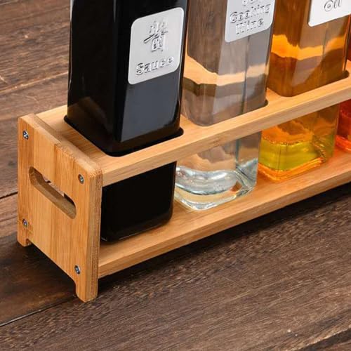 XUXHOU Küchenregal Bambusholz 4 Löcher Multifunktionales Gewürzaufbewahrungsstand Platz Sparen für Küchenartikel (Quadratschlitze) von XUXHOU