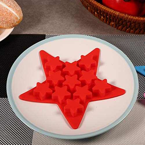 XUXHOU Lebensmittel Sicheres Silikon -Eiswürfel -Tablett mit Fünf Sternenform für die Kuchendekoration, Ice Star Maker für Partygetränke, Einfach zu Bedienende Küchenwerkzeug (Rot) von XUXHOU