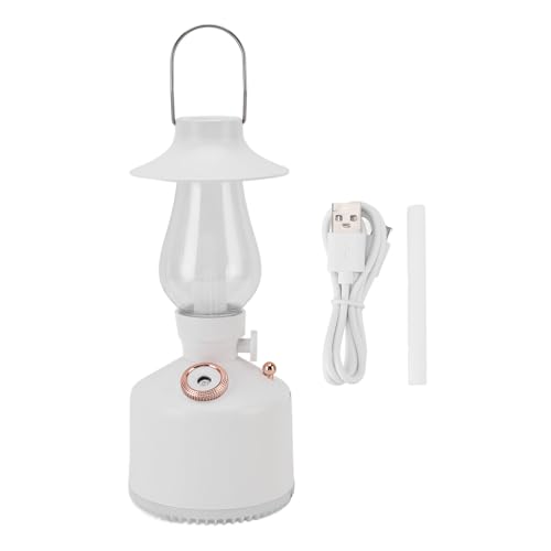 XUXHOU Luftbefeuchter mit Nachtlicht, Vintage -Kerosin -Lampenform Ruhiger Hausbefeuchter Helligkeit Stille Operation für Schlafzimmer Bürodekor 280 Ml (WHITE) von XUXHOU