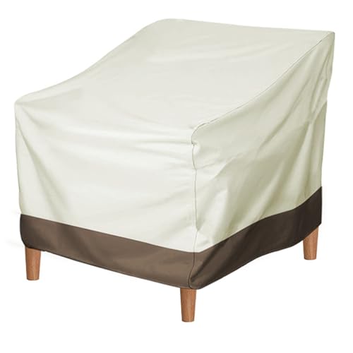 XUXHOU Outdoor -Stuhlabdeckung Hochleistungswässerresistenter Terrassenstuhlabdeckung für Patio Drehstuhl, Oxford Tuch, 31,5 X 33,5 X 36in (Beige mit Kaffeefarbe) von XUXHOU