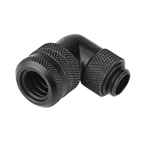 XUXHOU PC -Wasserkühlung Zwei Touch -Signalstätte Haltbarer Messinganschluss 90 Grad Ellbogen für 14 Mm Röhrchen Silberfarbe (BLACK) von XUXHOU