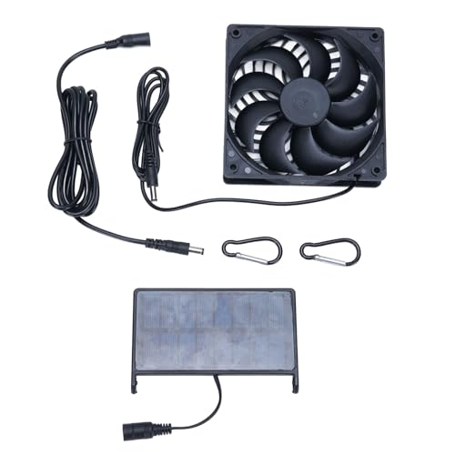 XUXHOU Solarbetriebener Abgaslüfter, 5W Vent Lüfter Monokristalline Solarbeatmung Panel für Hundehäuser Tierhaus RV Betrieben von XUXHOU